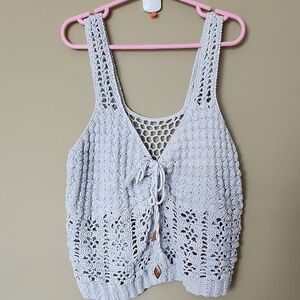 Elegant White Crochet Women Top S-size Handmade